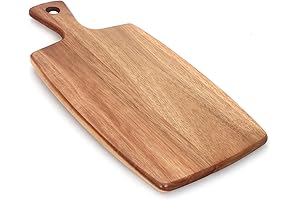 Acacia Wood Cutting Board with Handle: Decorative Small Kitchen Charcuterie Boards