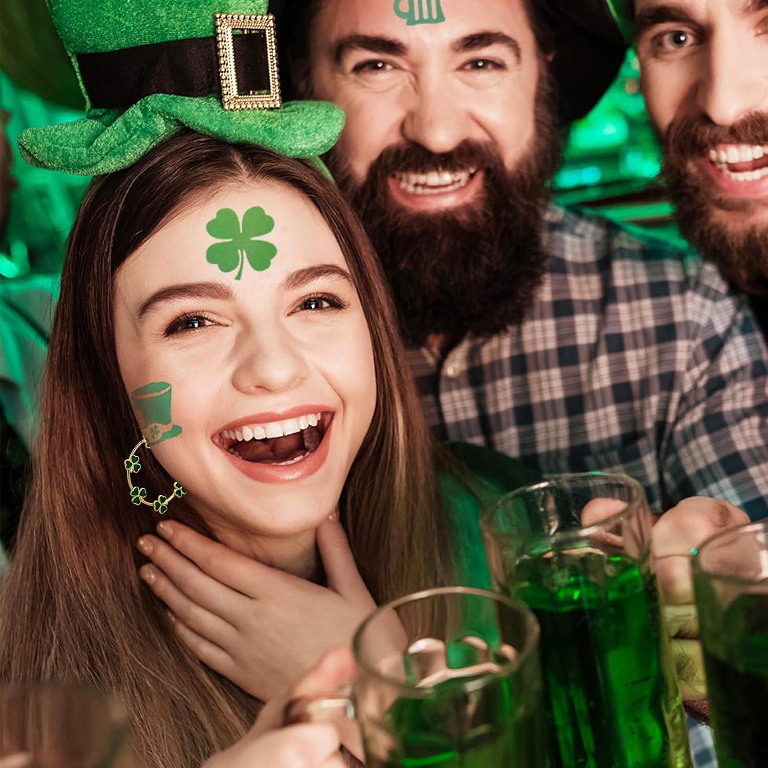 St Patricks Day Earrings Irish Green Hat Clover Dangle Earrings shamrock Holiday Earring for Women (Style-F) - Image 2