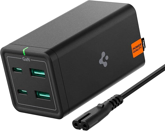 USB C Charger, Spigen 120W GaN Fast 4-Port USB C Charging Station, 100W via USB-C PD Type C Fast Charging Hub for Macbook Pro Air iPad iPhone Galaxy HP Dell ASUS Chromebook USB-C Laptop