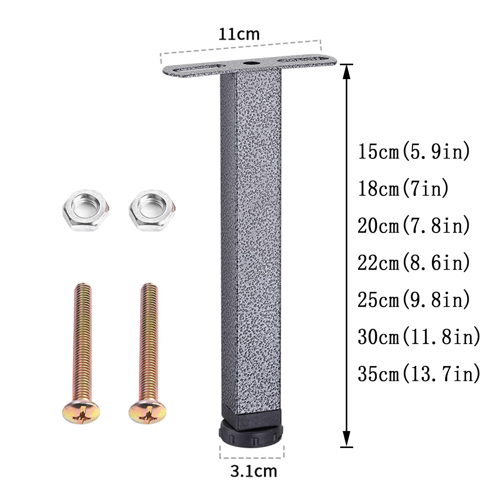 4Pcs Pied de Lit Pieds Sommier à Lattes Robuste Pieds Lit Canapé Universel Pied de Lit sans Perçage Hauteur Reglable pour Lattes Sommier Canapé (35cm(13.7in),T Shaped)