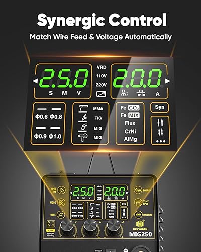 Miniatura 10 de H HZXVOGEN Soldador MIG, combo de soldador de plasma de 200 A, 7 en 1 de gas MIG/flujo sin gas núcleo MIG/pulso MIG/HF TIG/palo/corte/punto, máquina