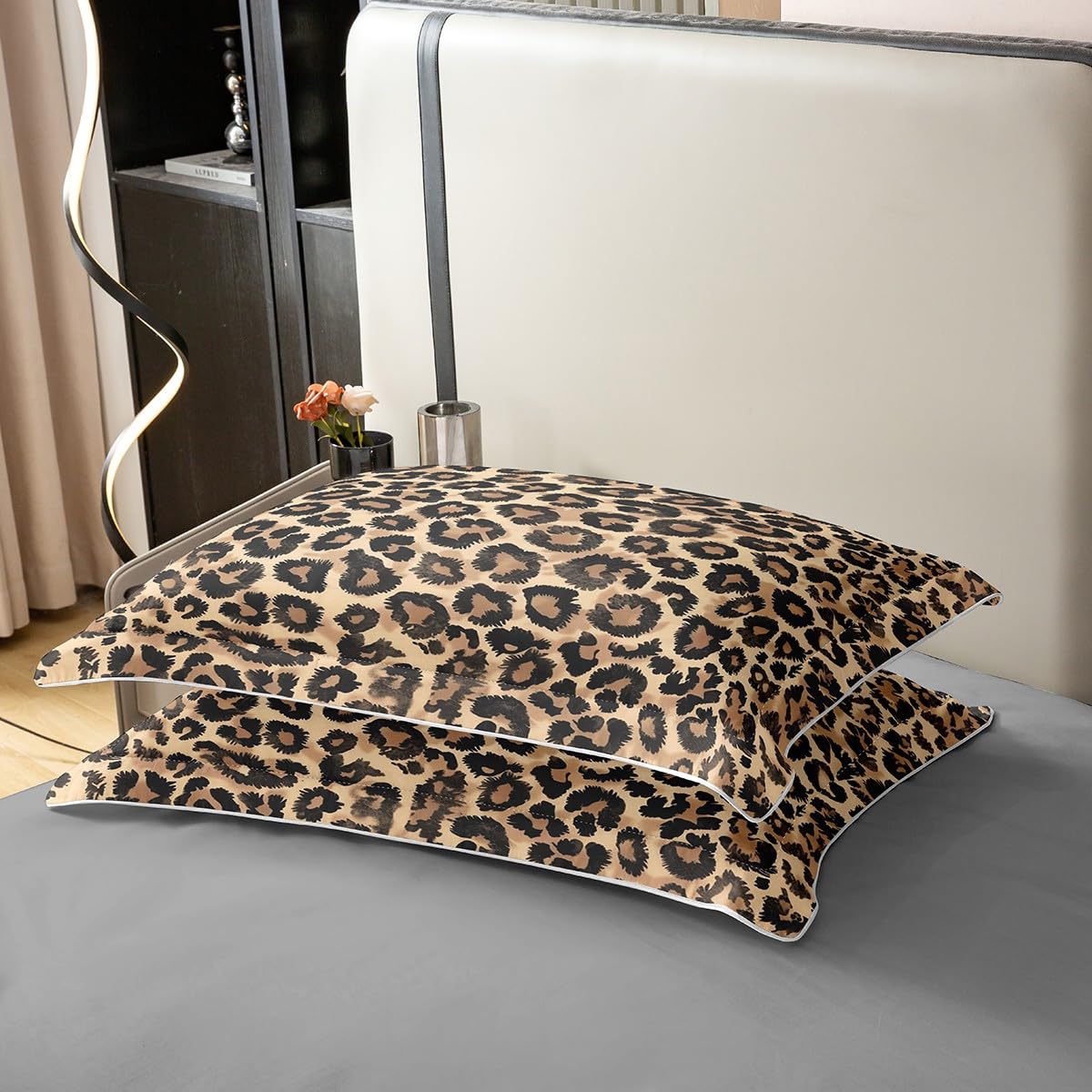 Loussiesd Leopard 100% Baumwolle Bettwäsche Set 135x200cm Gepard Bettbezug Tier Druck Safari Betten Tier Pelz für Kinder Jungen Mädchen Braun Bettwäsche-Set Atmungsaktiv Weich