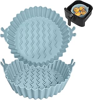 Air Fryer Silicone Liners, Air Fryer Silicone Pot Reusable Food Grade Airfryer Liners Baking Basket Accessories (Blue,7 Inches)