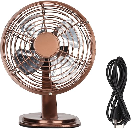 plplaaoo Ventilador de escritorio USB, 3 velocidades, mini ventilador portátil de mesa de escritorio, estilo retro, control de botón enchufable, 4