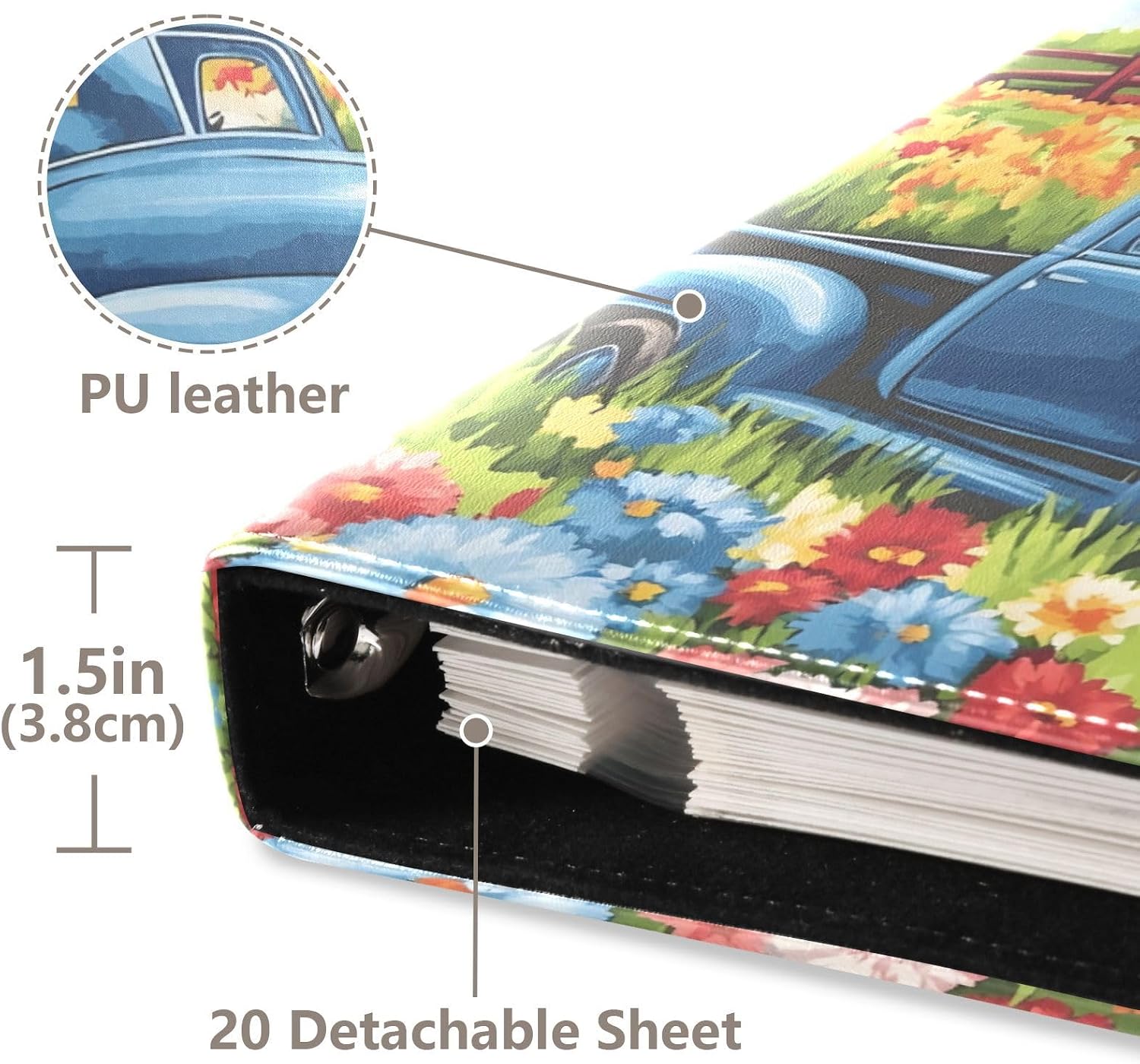 American Flag Truck Flower Large Scrapbook Album 20 Sheets Leather Photo Albums -Adhesive DIY Design Album for Photos & Arts and Crafts Projects 20861329