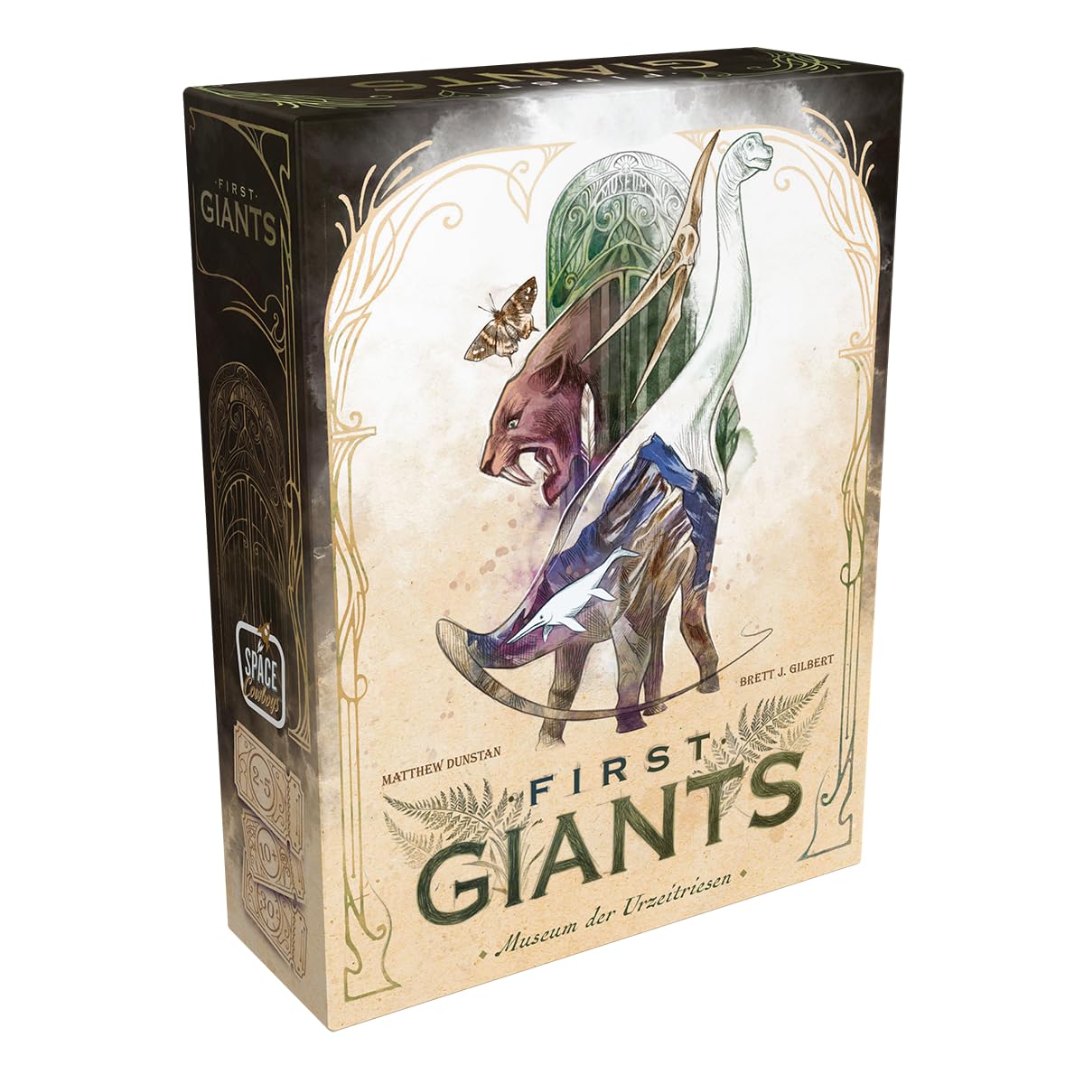 Asmodee, First Giants, Version Allemande, Jeu Familial avec fossiles pour 2 à 5 Joueurs à partir de 10 Ans, Un musée des géants préhistoriques avec 30 Minutes de Temps de Jeu par Partie