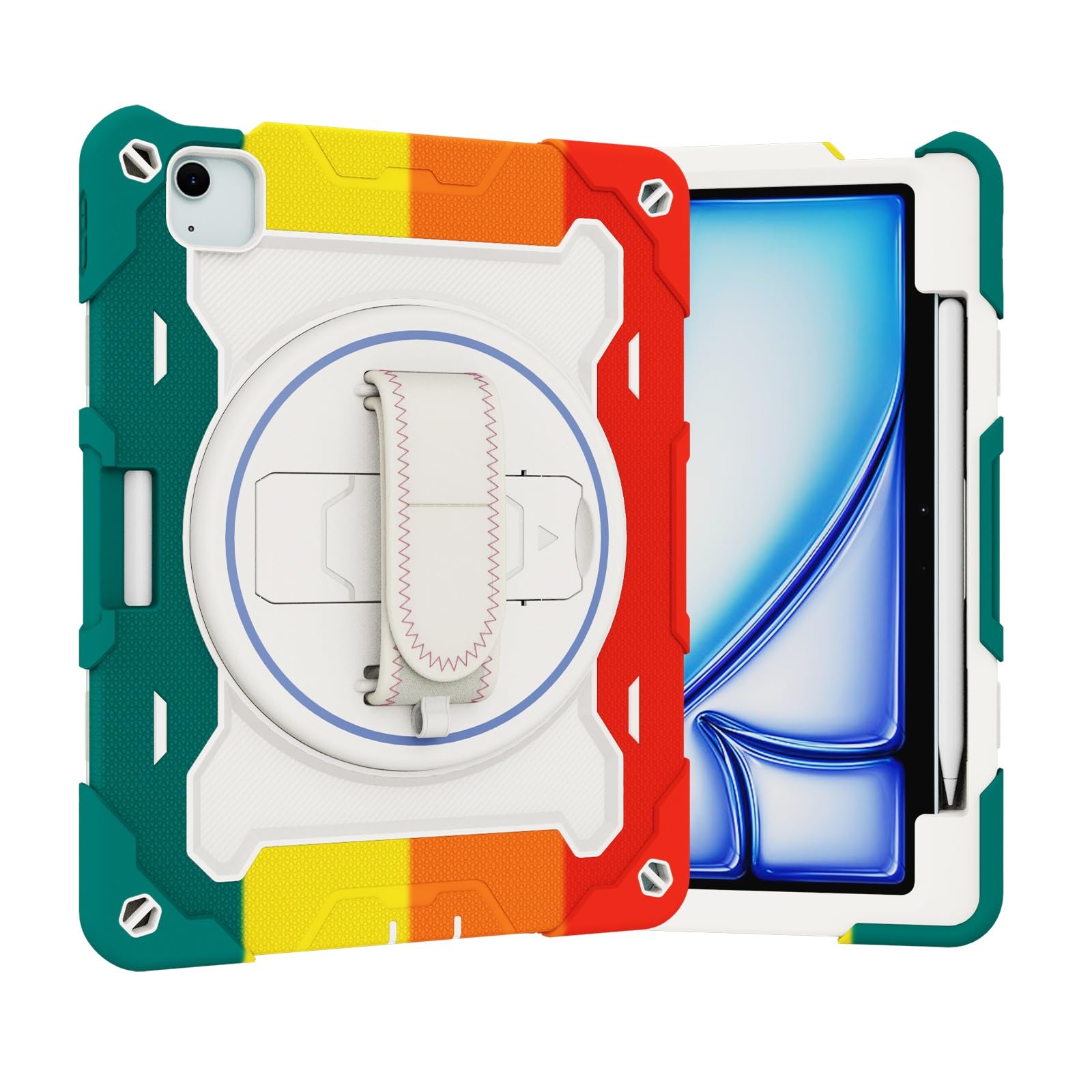 Funda infantil para iPad Air 11 2024 resistente a caídas con asa giratoria para escuela 8
