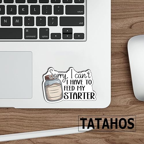 Miniatura 5 de (3 unidades) Calcomanías de texto en inglés Sorry I Can't I Have to Feed My Starter Stickers Funny Sarcastic Quote Humor, regalos inspiradores