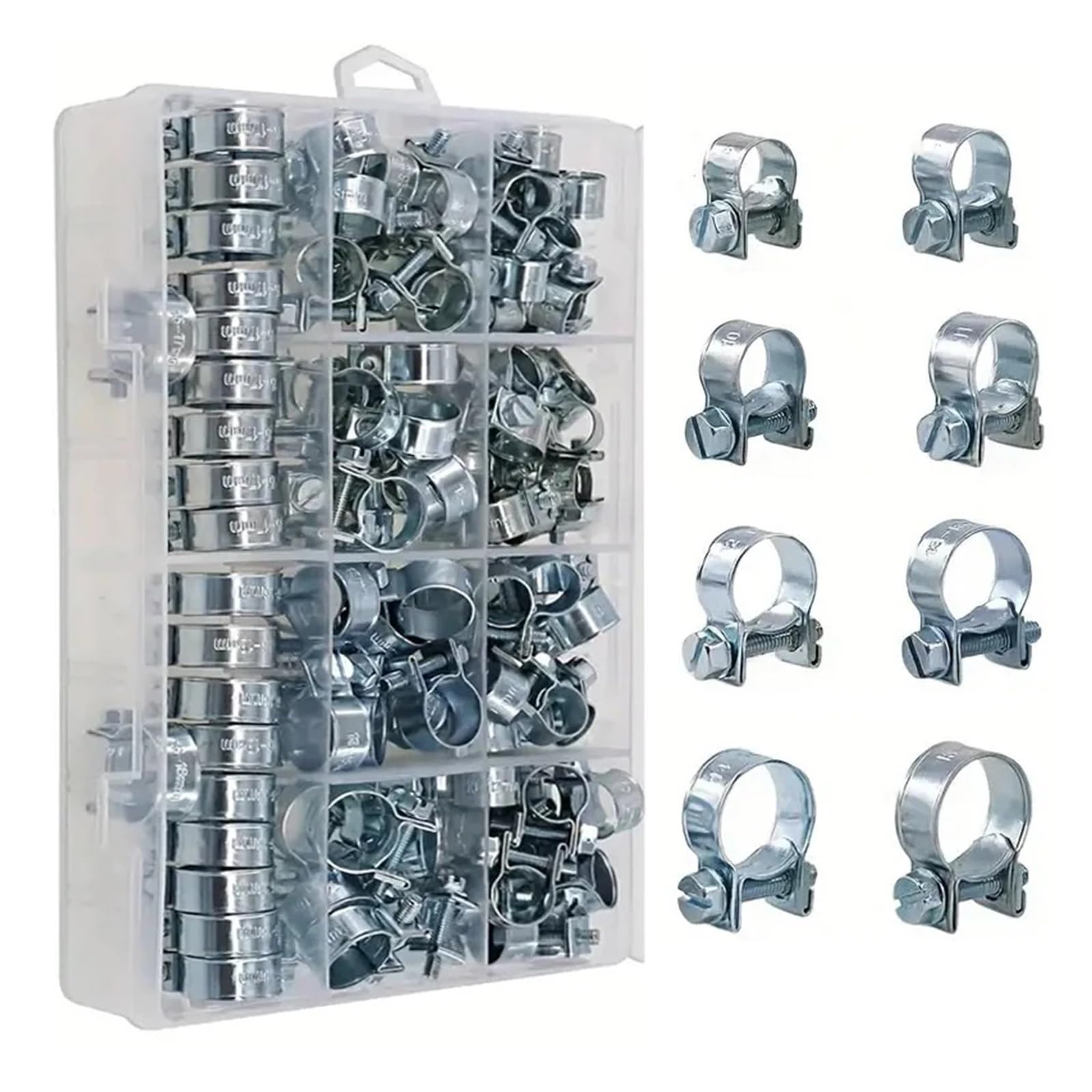 Kit surtido de 120 abrazaderas for manguera de inyección de combustible, de 7 a 18 mm, for manguera de aire y de metal for tuberías de gasolina.