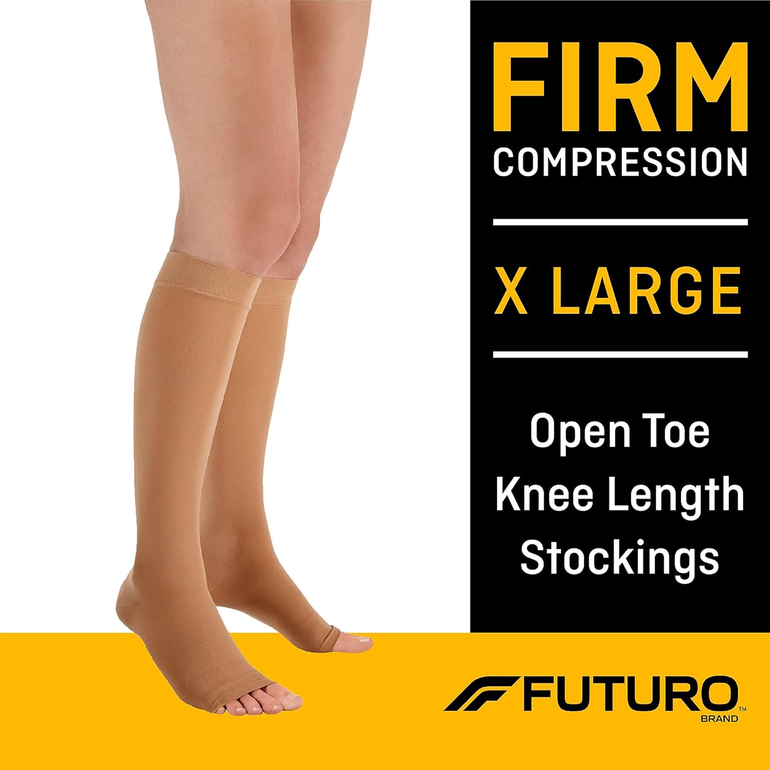 Futuro Therapeutic Support, Firm Compression Knee High, Open Toe, Nude, Xtra Large - 1 ea - Packaging May Vary