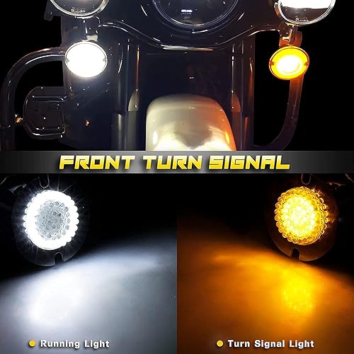 Miniatura 9 de NTHREEAUTO Señales direccionales LED delanteras 1157 + 1156 traseras de 3 14 pulgadas, cubiertas planas de lente ahumada, luces traseras Switch, luz