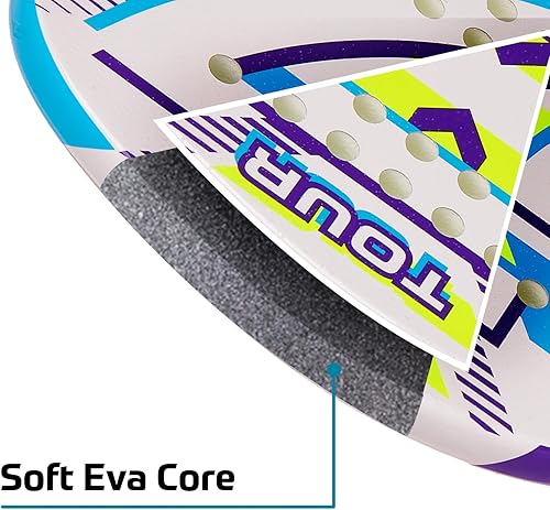 Miniatura 3 de Shark Tour - Raqueta profesional de tenis de playa  Nivel principiante  Marco de fibra de vidrio  Núcleo suave de EVA  Cara de microgránulos