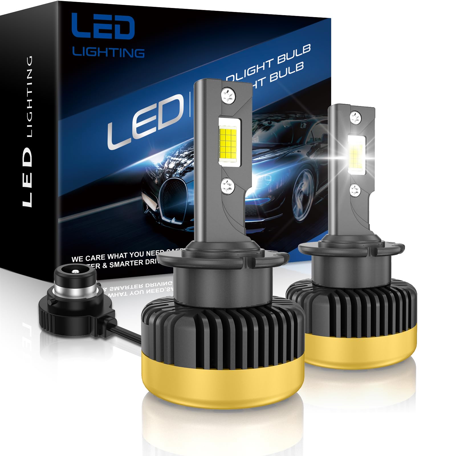 Bombillas LED D4S 25000LM 120W 6000K Blanco de Reemplazo para Las Bombillas de los Faros Delanteros en el Original HID 35W, 1:1 Tamaño del Coche Anti-Error D2S LED con Ventilador, Paquete de 2