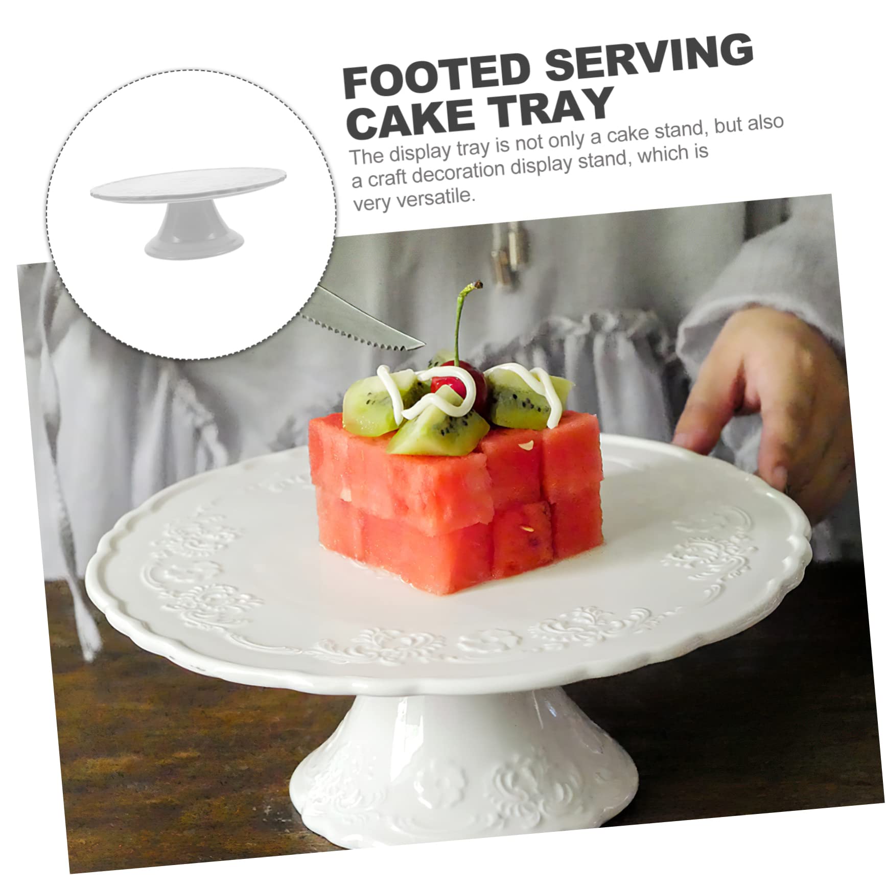 ABOOFAN Alzatina per Dolci in Ceramica Bianca 28cm per Dessert | Serving Muffins, Matrimoni e Tea Party, Design Elegante e Raffinato, Aspetto Romantico