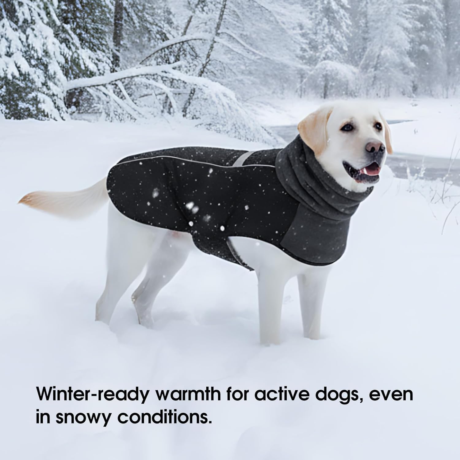 ASENKU Dog Coat, Dog Winter Jackets with Fleece Turtleneck, Windproof, Reflective Pet Snow Jacket for Cold Weather, Coats for Large Dogs, Black, XL - Image 7