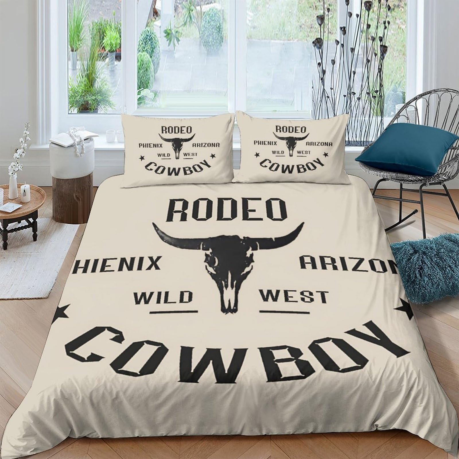 Ctjqhvkz Style-6 3D Printed Western Rodeo Fitted Sheet Microfiber Beige Cowboy Skull Bed Cover Anti-Slip Easy Care For Bedroom Guest Room Single（135X200cm）