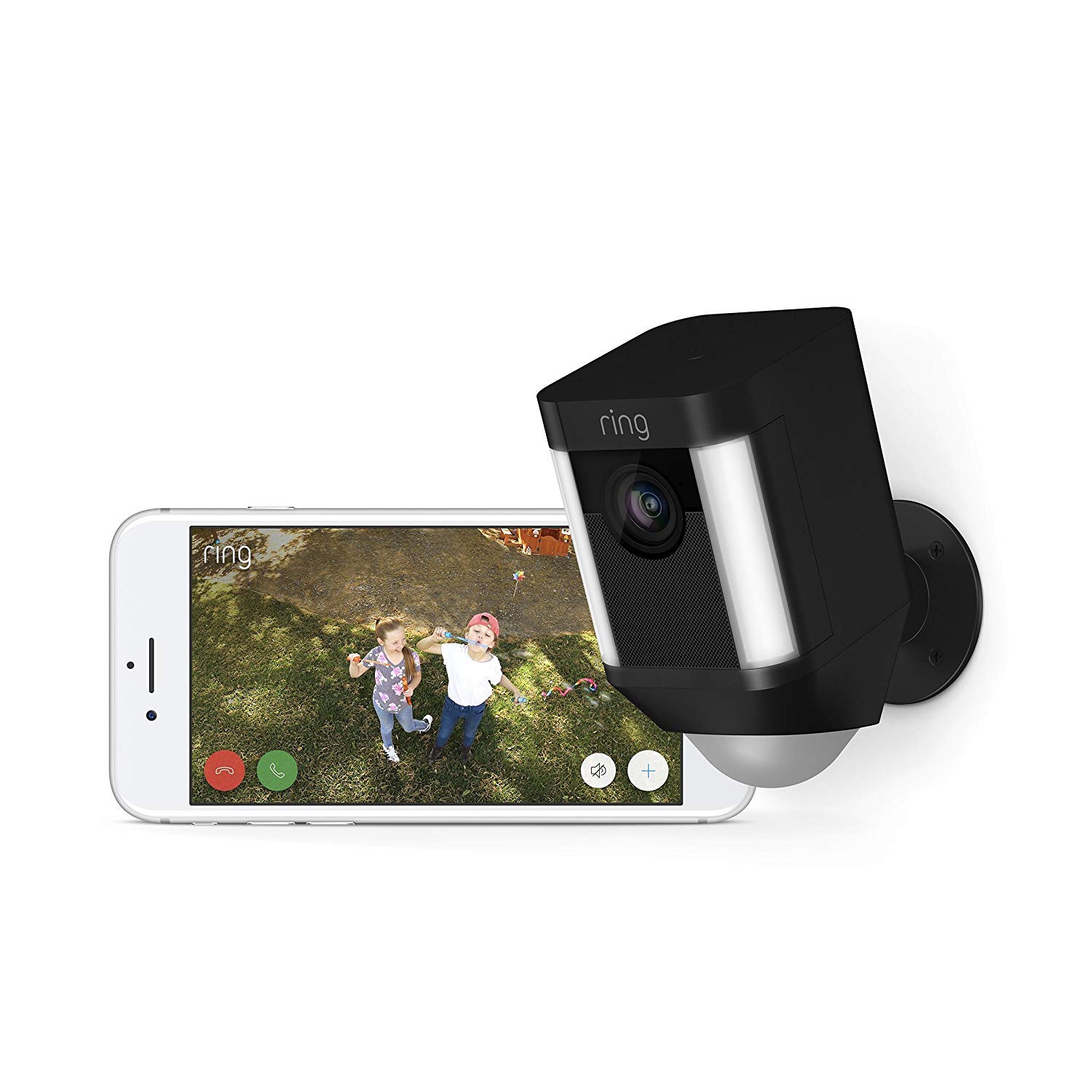 Ring Spotlight Cam Battery | Videocamera di sicurezza HD con faretto LED, allarme acustico, comunicazione bidirezionale, alimentata a batteria