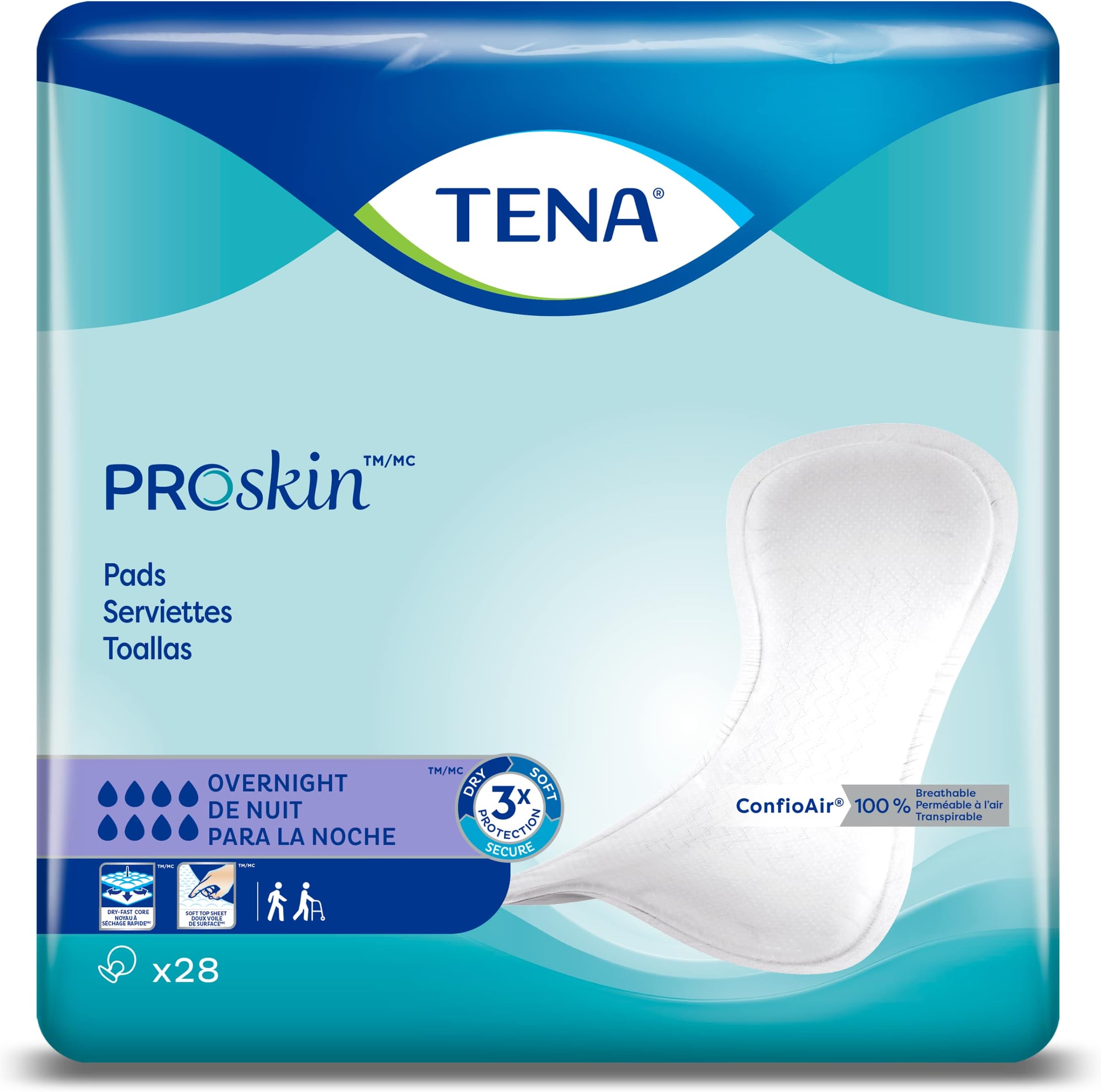 ProSkin Overnight Bladder Leakage Pad for Women, Heavy Absorbency, 28 count | Bladder Control Pad,Unisex