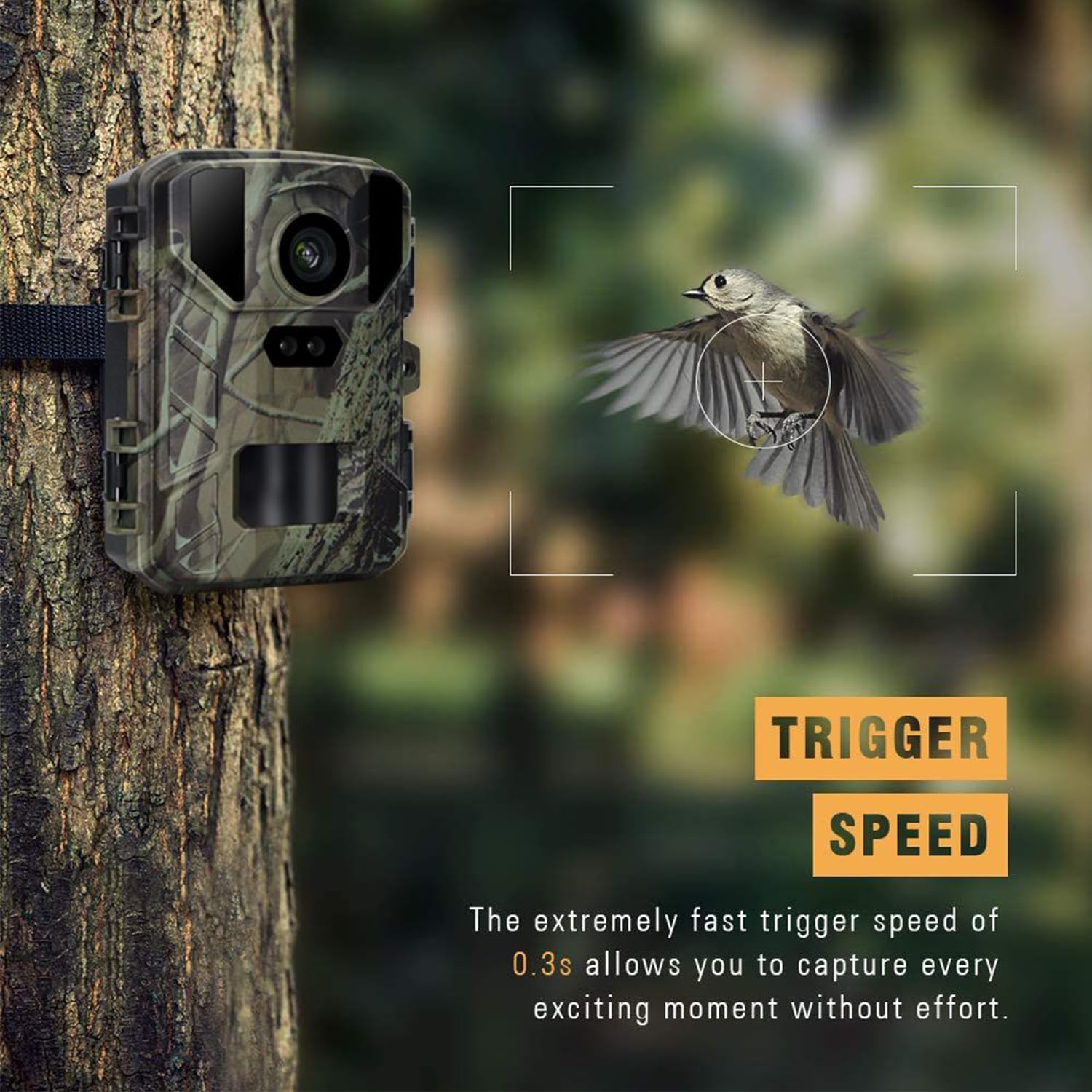 SuntekCam Mini Trail Cameras 1080P 24MP, Game Camera with Night Vision Motion Activated, IP65 Waterproof, 0.3s Trigger Hunting Camera, Wildlife Camera