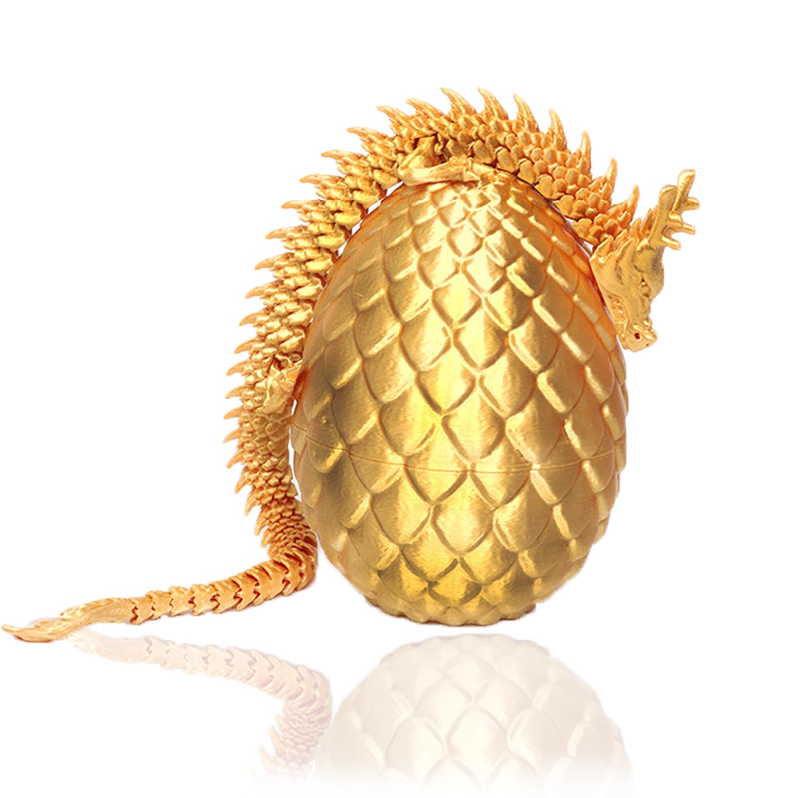 3D Printed Dragon in Egg – Flexible Articulated Crystal Dragon Fidget for Home and Office Executive Desks Décor