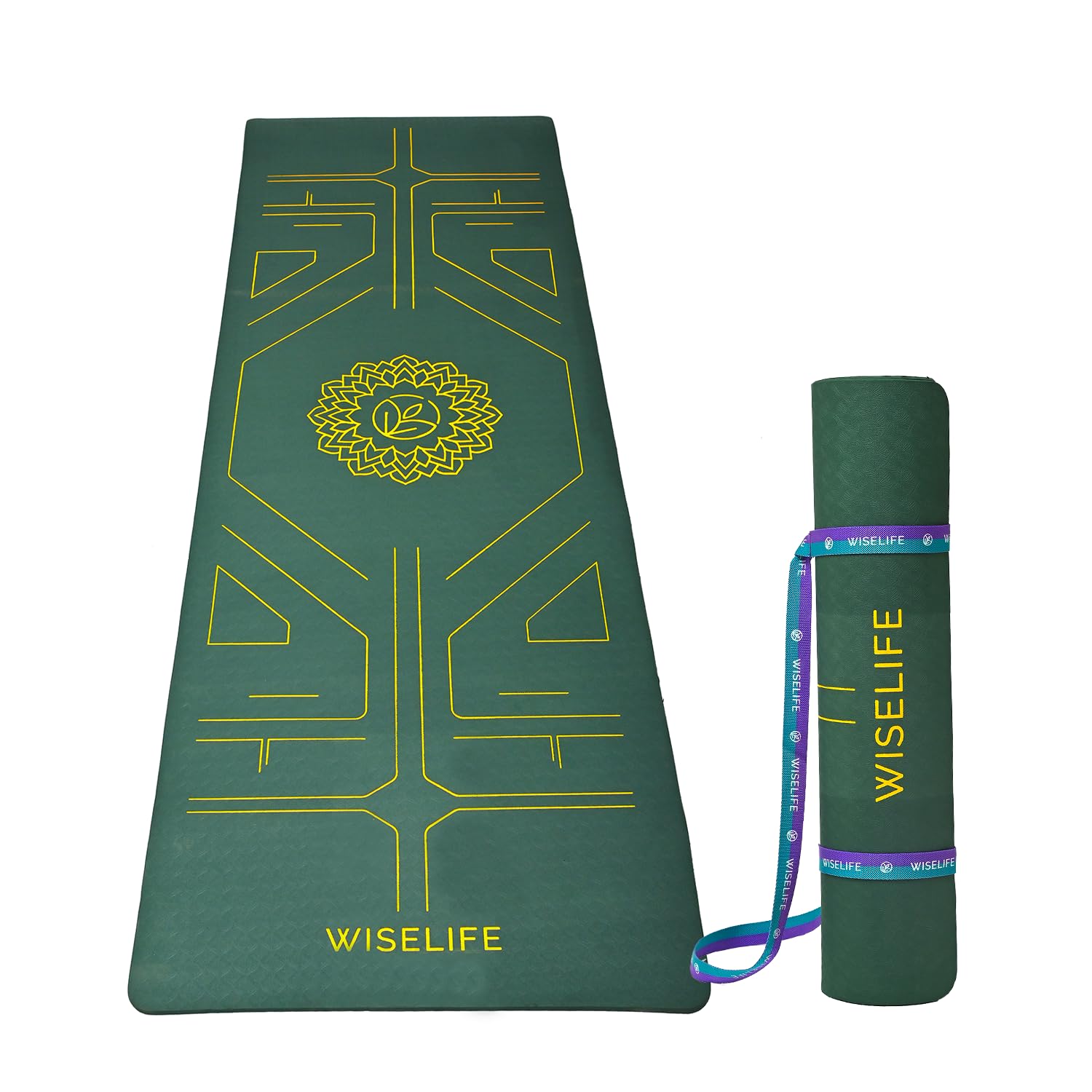 Wiselife Tru Alignment Yoga Mat + Sleek Yoga Strap For Men And Women (Probalance Tpe Material 6Mm Extra Thick Extra Long Extra Wide) (Emerald), Green (B0CKYTJNS7) Amazon Price History, Amazon Price Tracker