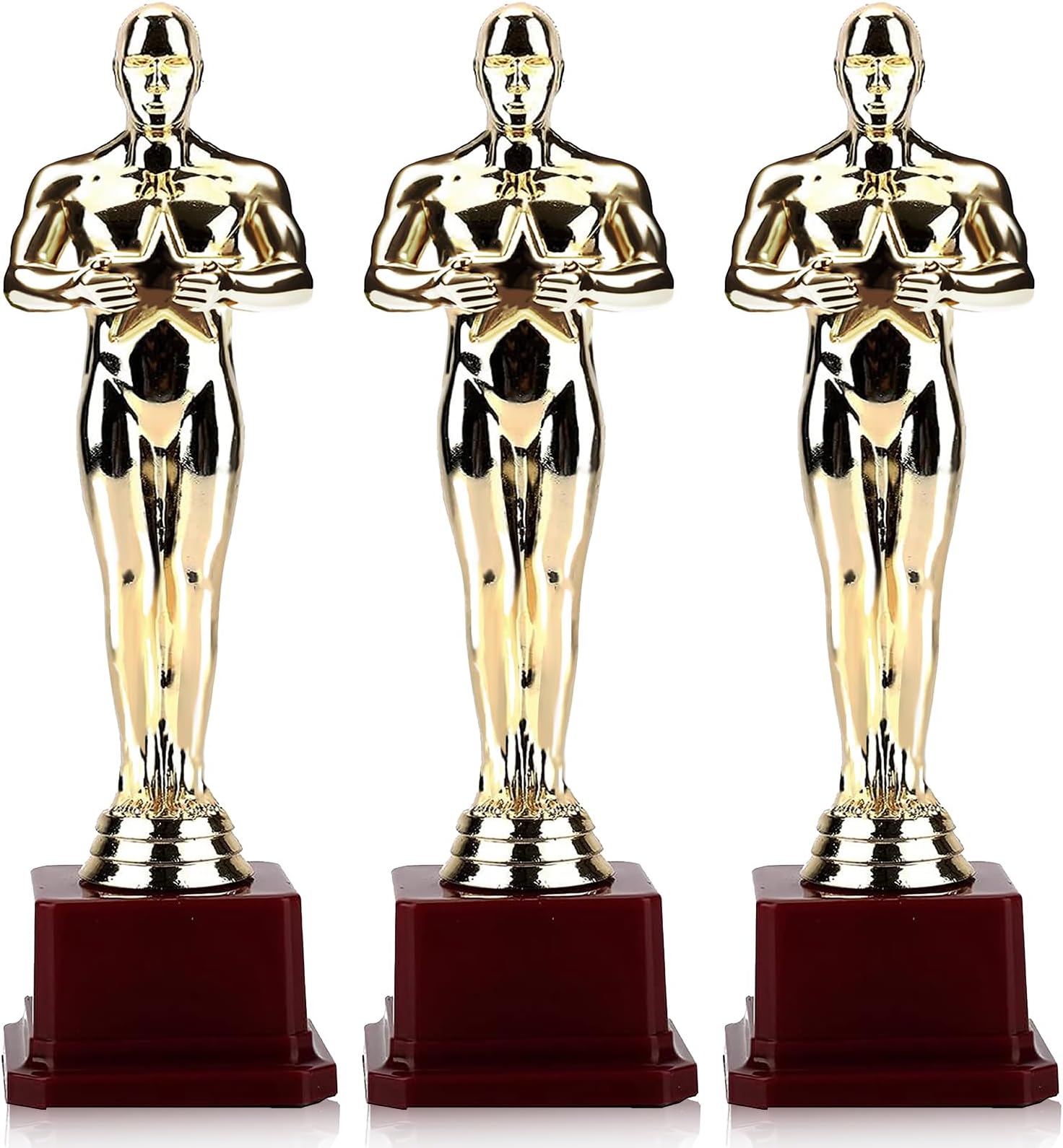 Lawei 3 Pack 10 inch Gold Award Trophy, Golden Award Ceremony Trophies, Plastic Statues Trophy Award for Competition, Events, Sports, Party Decorations, Appreciation Gift, Achievement Trophy Bulk