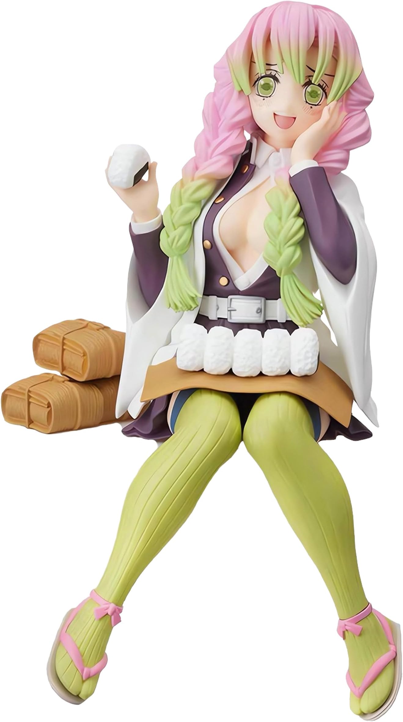 Mitsuri Kanroji Kanzaki Aoi Action Figure Eating Rice Balls Series Demon Figures Monster Slayer Ghost Slayer Sitting Pose Collection Toys Car Desk Decor