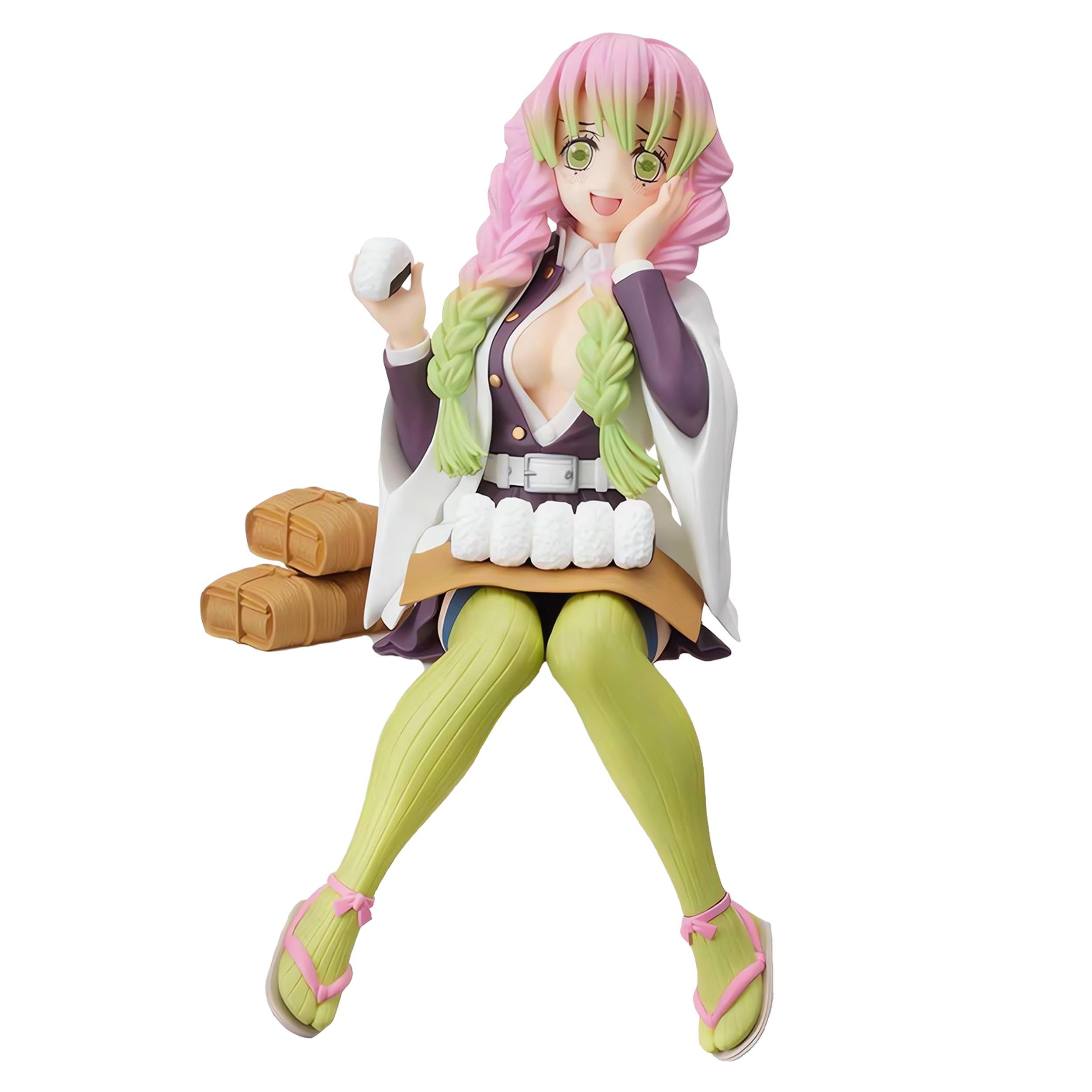 Mitsuri Kanroji Kanzaki Aoi Action Figure Eating Rice Balls Series Demon Figures Monster Slayer Ghost Slayer Sitting Pose Collection Toys Car Desk Decor