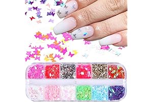12 Colors Butterfly Glitter Nail Sequins for Nail Art Design