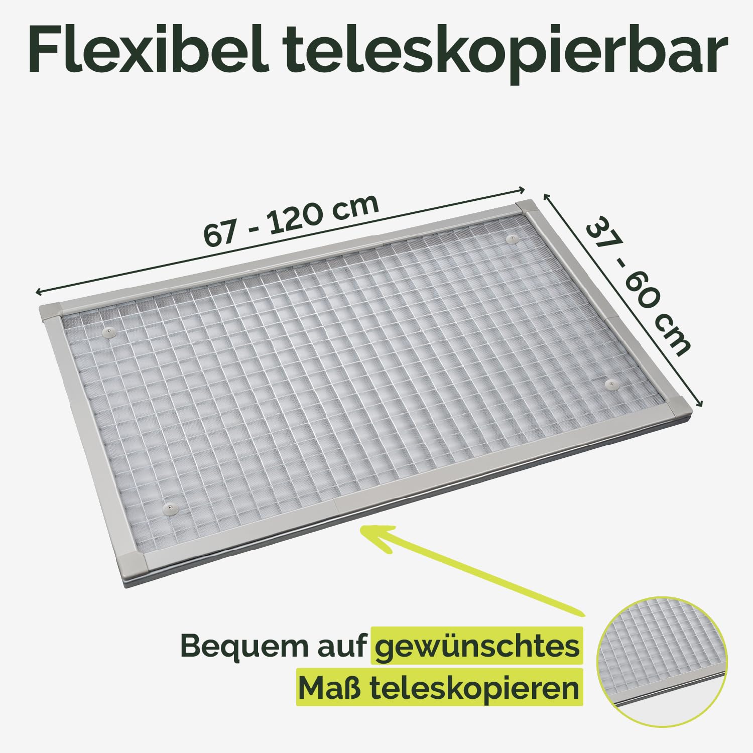Nematek Lichtschachtabdeckung Tele - Kellerschachtabdeckung mit Teleskoprahmen in 60 x 120 cm - Lichtschachtabdeckung Edelstahl - Lichtschachtabdeckung ohne Sägen