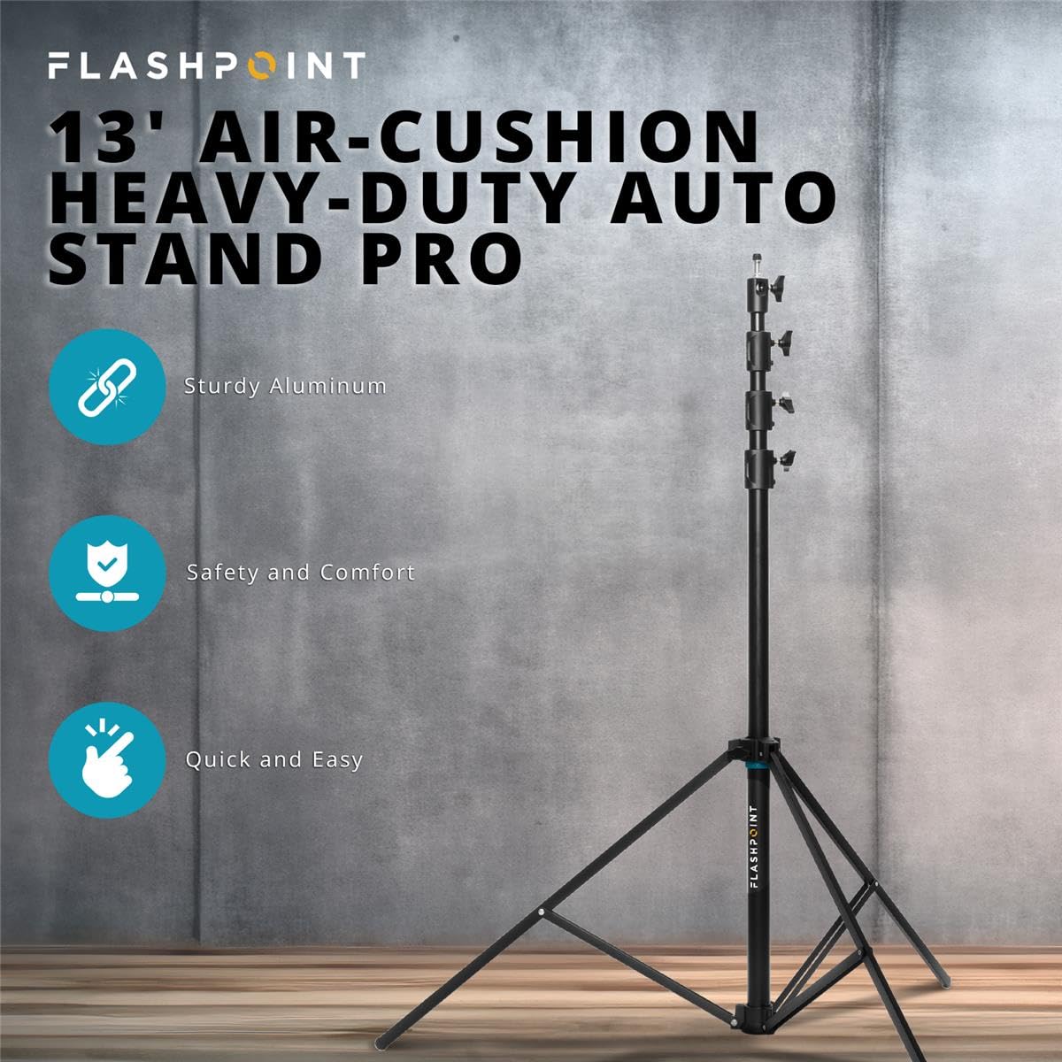 Flashpoint 13 Feet Air-Cushioned Automatic Collapsible Light Stand (Auto Stand Pro) 13'