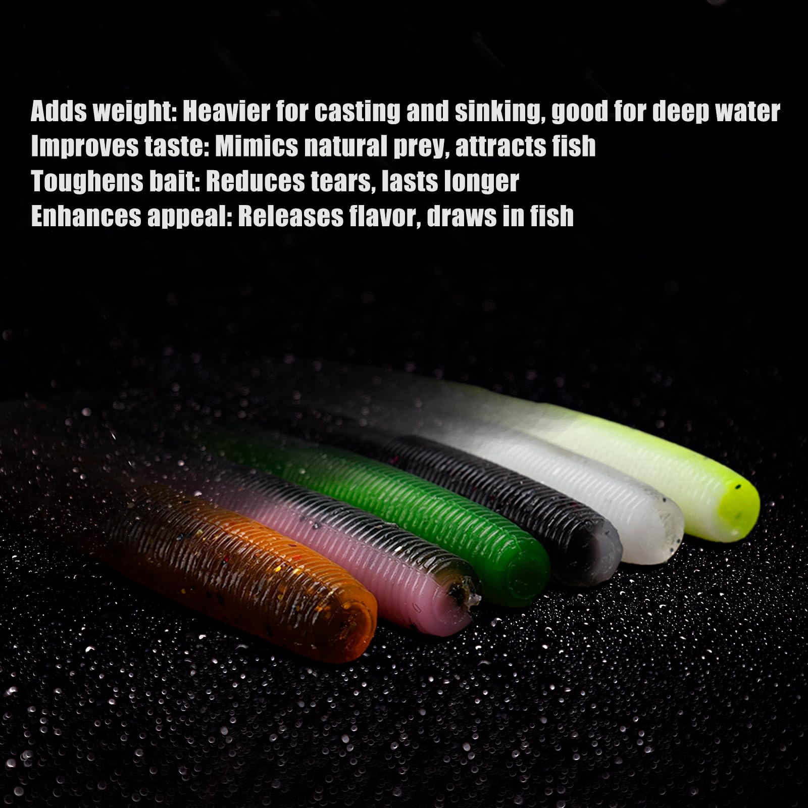 Senko Worms pour la pêche au Bar Appâts Souples salés avec Fente pour hameçon pour la pêche en mer 3,94 Pouces 30 pièces FS/RE-03