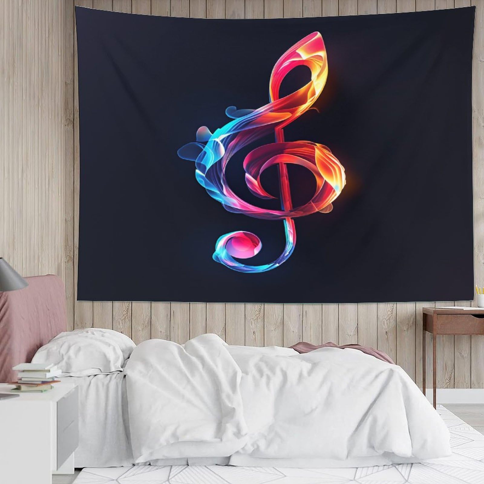Tapisserie Murale Symboles Musicaux 3D - 70x100 Cm - Tissu Polyester - Décoration Chambre, Salon, Dortoir - 8