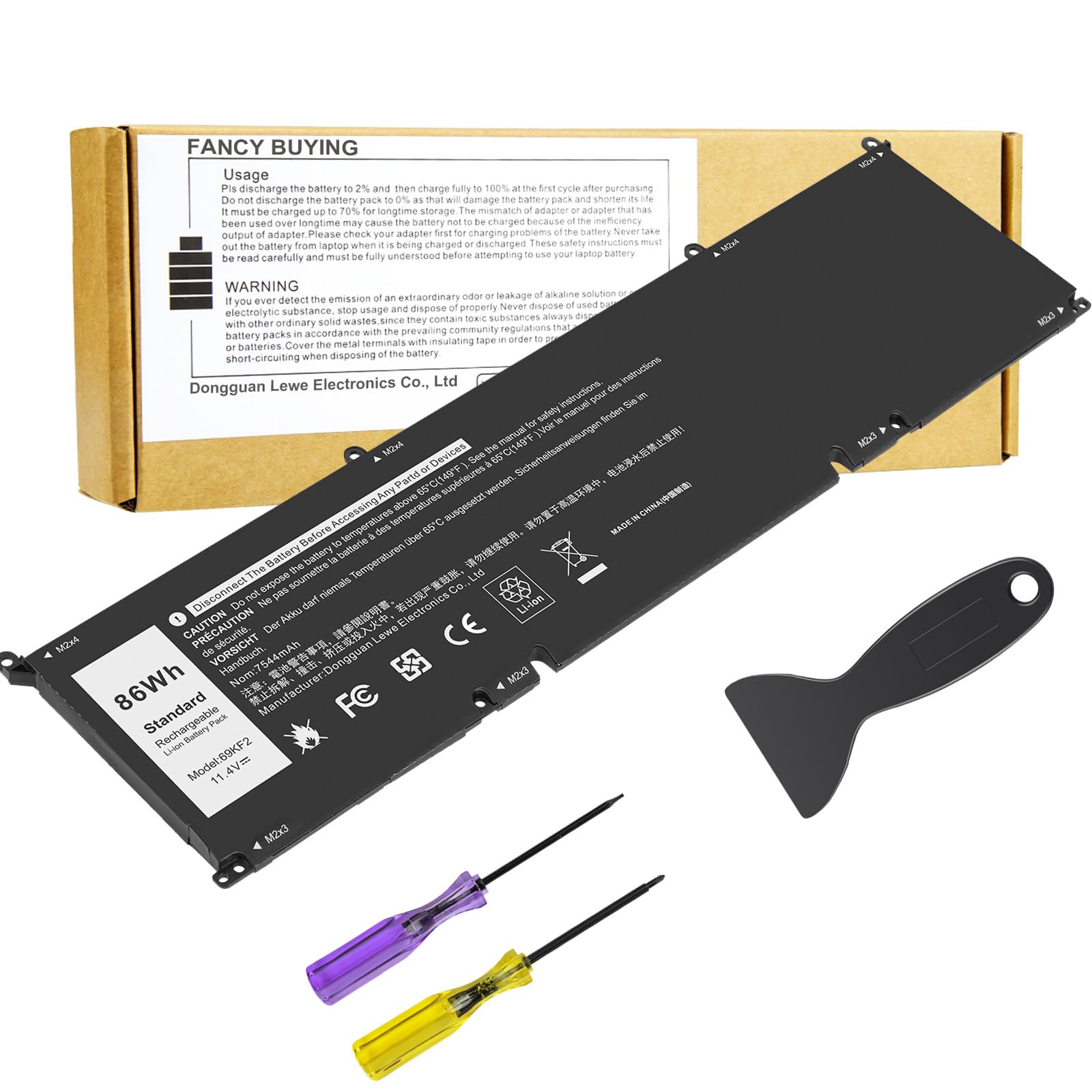 Amazon.com: 86Wh 69KF2 M59JH 8FCTC 70N2F Battery for Dell XPS 15