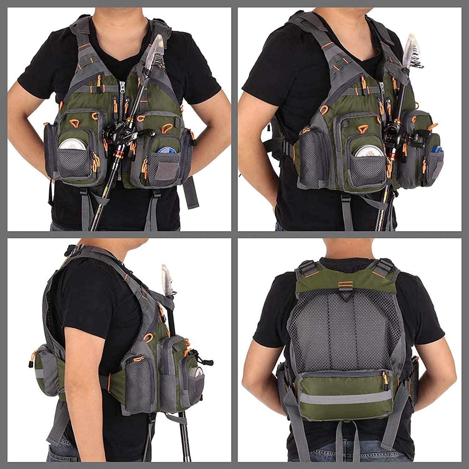 Chaleco de pesca con mosca, chaqueta con bolsillos, chaleco de malla ligera para exteriores, chaleco de red de secado rápido para pesca, fotografía, camping, caza