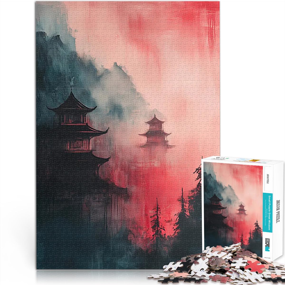 jigsaw 1000 pieces for teenagers Japanese Pagoda Painting Spiele Spielzeug Geschenk Heimdekoration Spielzeug38x26cm — image 1