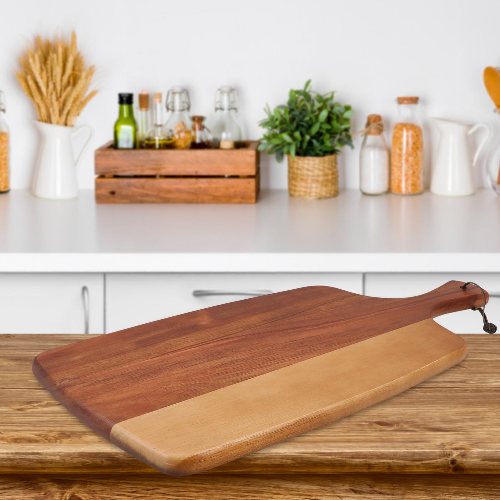 Tagliere da Cucina Facile da Pulire con Manico in Legno Design Antiscivolo, Uso Multifunzione per Carne, Pizza e Formaggio