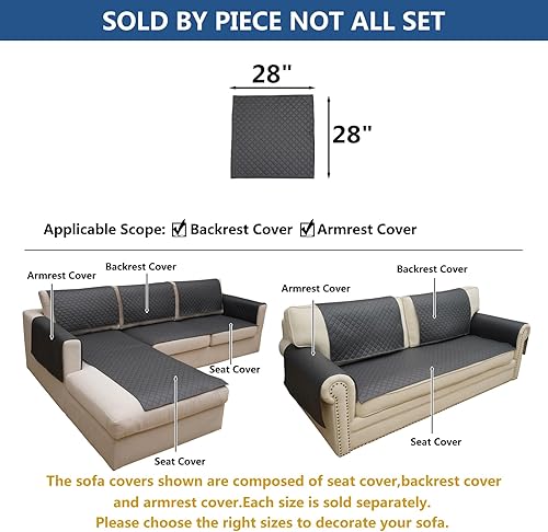 Miniatura 5 de Eismodra Fundas de sofá para sofá de 3 cojines, fundas seccionales, lavables, protectores de muebles para perros y mascotas, en forma de L, gris