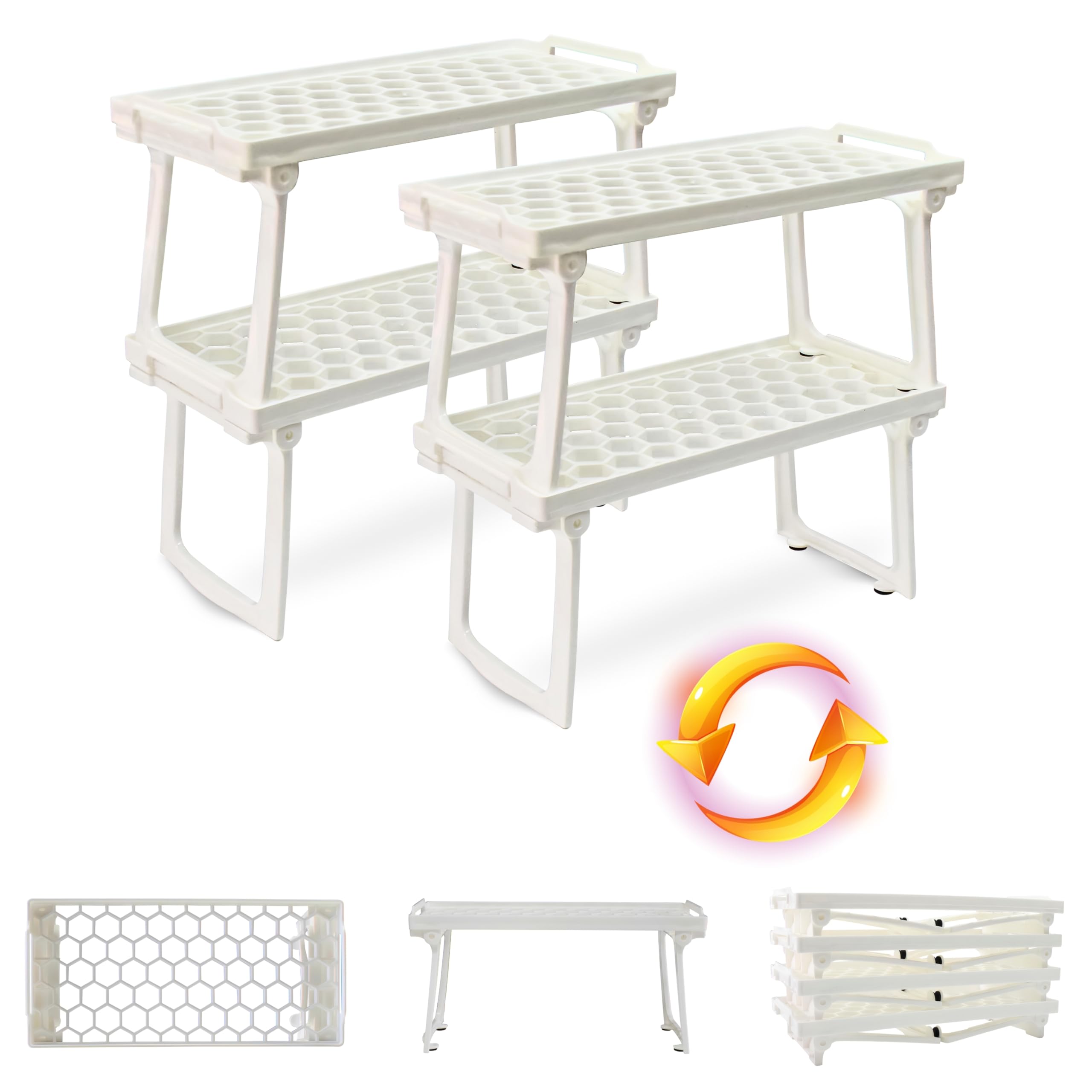 Snapklik.com : Ums Kitchen Cabinet Shelf Organizers, White Plastic ...