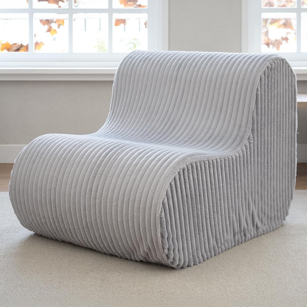 Iris Plaza FDL-150K Cloud-Like Sofa L-Shaped Urethane Sofa Stylish Cute Sofa Single Seat Boucle Cover Gray