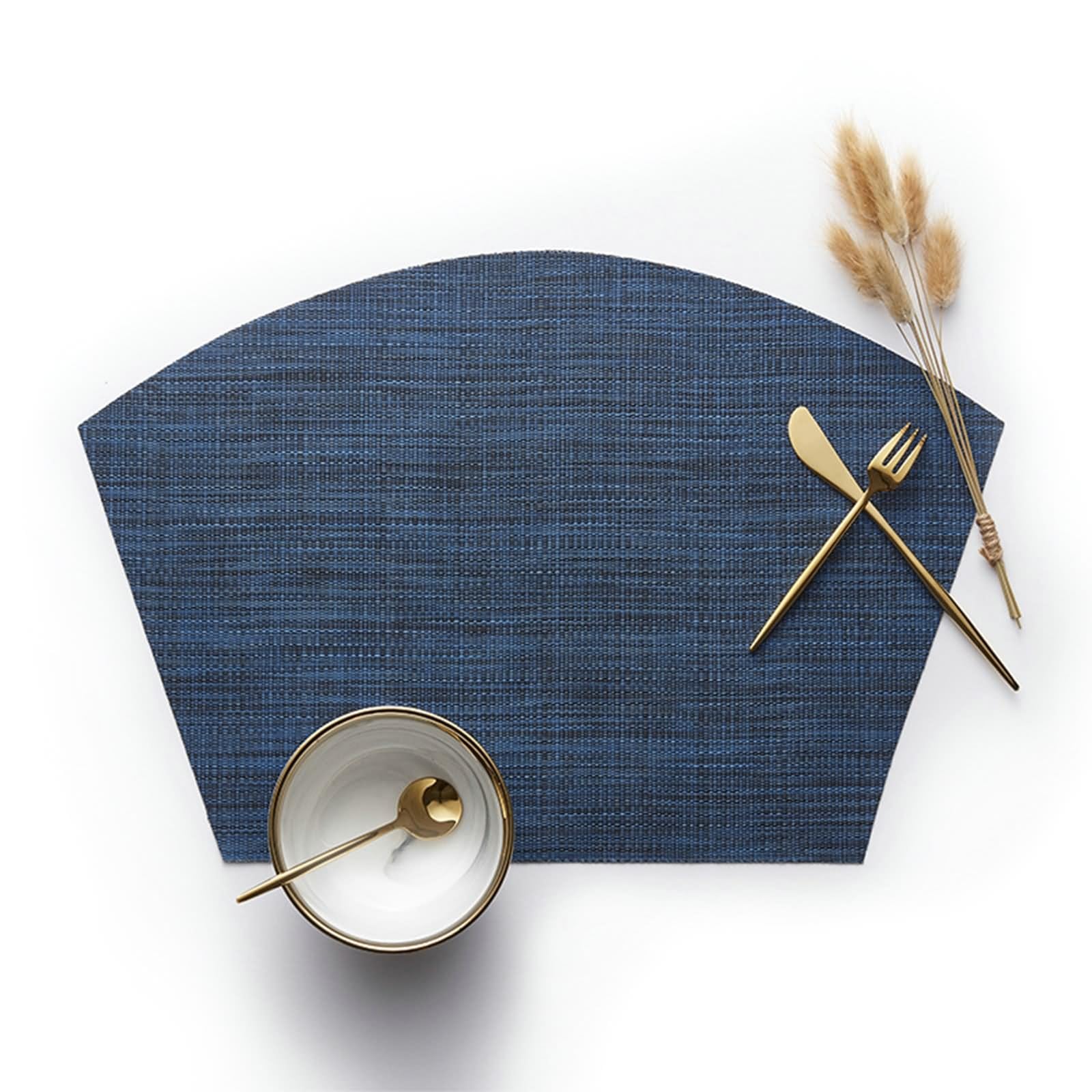 Set di 6 tovagliette blu navy, grandi 45,7 x 30,5 cm, in vinile e poliestere, tinta unita