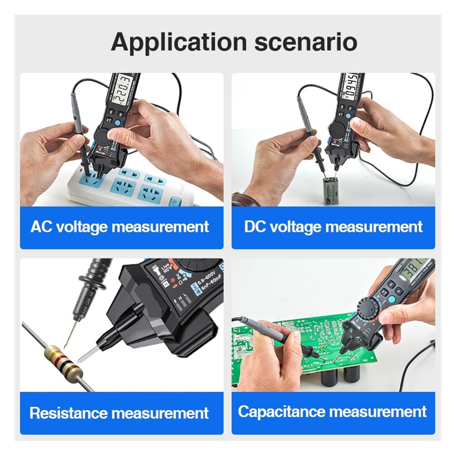Multimetro digitale 6000 conteggi Penna tascabile Stile Gamma automatica/Multimetro intelligente Rilevamento NCV Tester di tensione CC/CA(DM92S Smart mode)