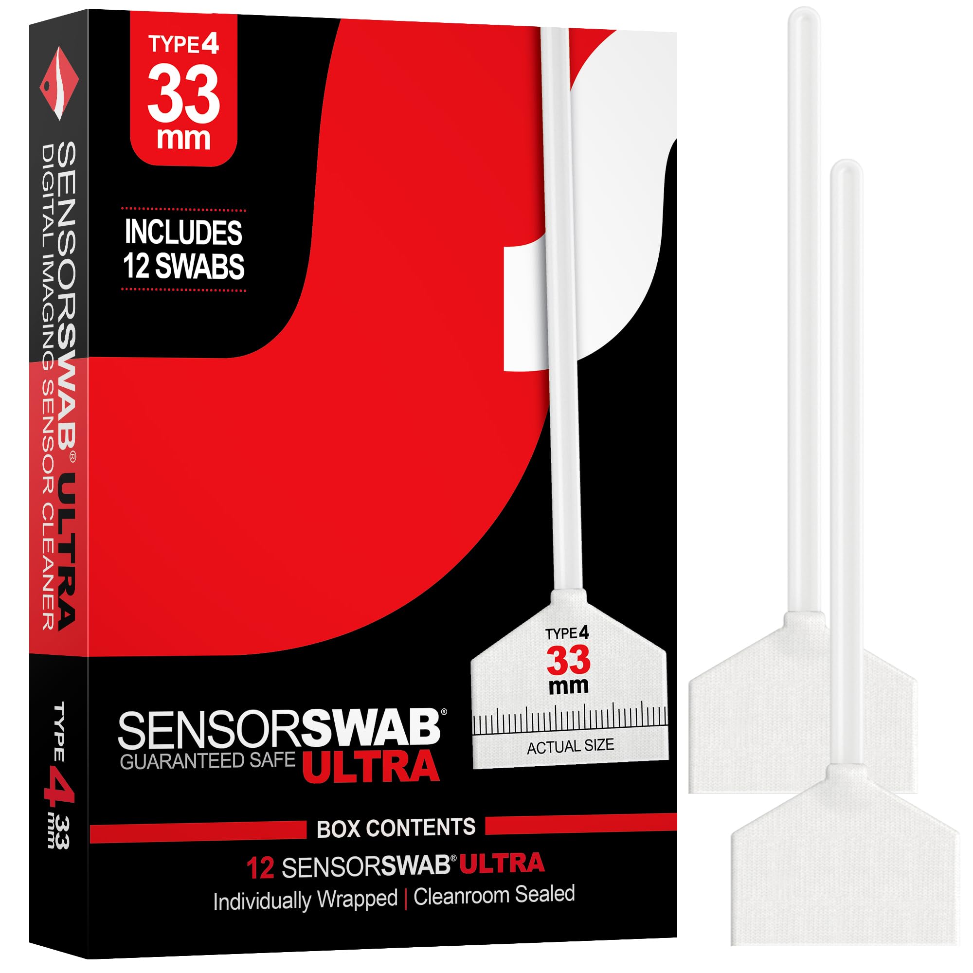 Photographic SolutionsSensor Swab Ultra 33mm Type-4 Digital Imaging Sensor Cleaner Swabs for Cleaning Medium Format Mirrored or Mirrorless Cameras. Sensor Dust & Oil Remover (Pack of 12)