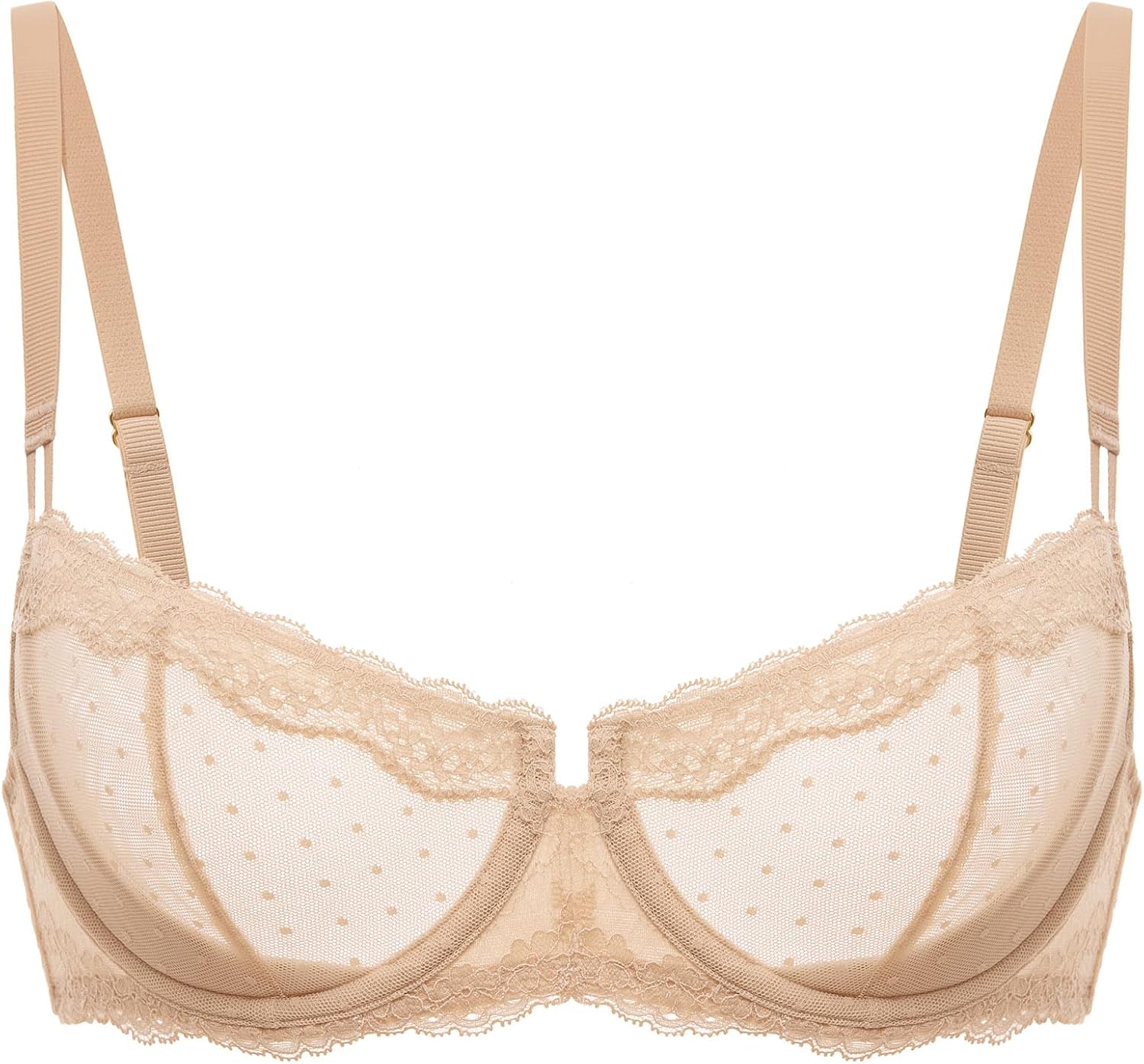 DOBREVA Women's Sexy Lace Bra Underwire Balconette Unlined Demi Sheer Plus Size - Image 4