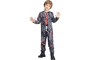 Kids Zombie Costume: Creepy Halloween Thriller Jumpsuit
