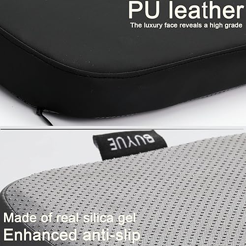 Miniatura 4 de BUYUE Juego de 4 cojines de metal para sillas con imán de 14 x 14 pulgadas, de piel sintética de lujo, impermeables, antideslizantes, para cocina,