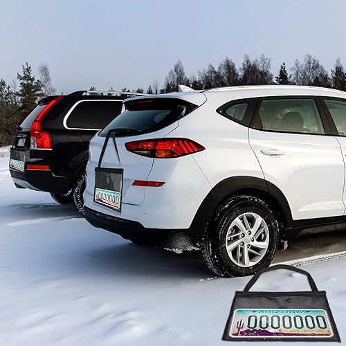 Miniatura 6 de Cunno 8 soportes para placa de matrícula con correa para colgar, bolsas impermeables para marco de placa, bolsas de plástico para automóvil, SUV,