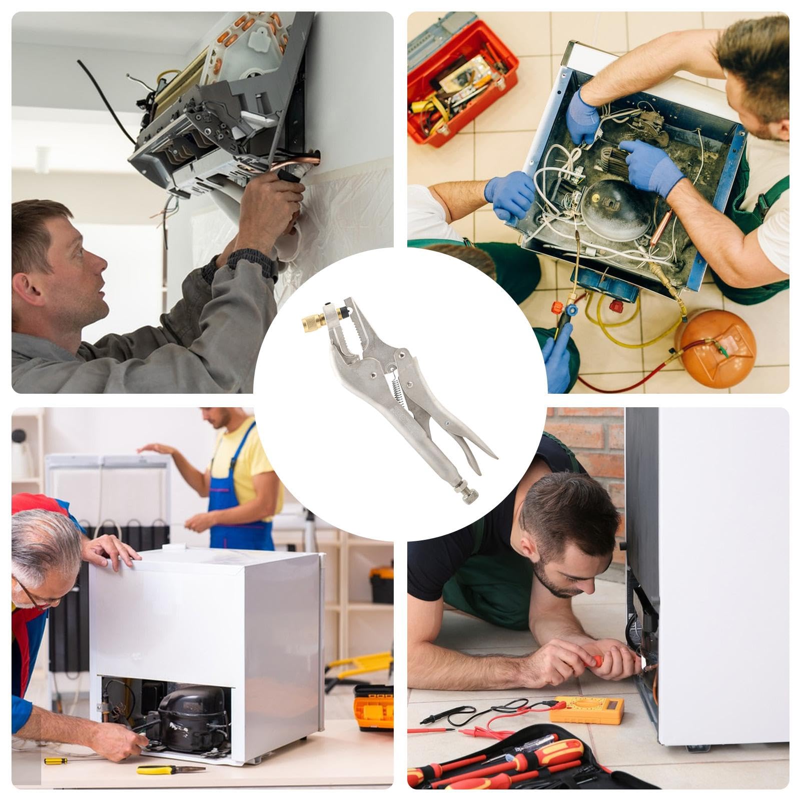 Refrigerant Recovery Tube Locking Plier - HVAC AC Repair Tool With 1/4" SAE Interface