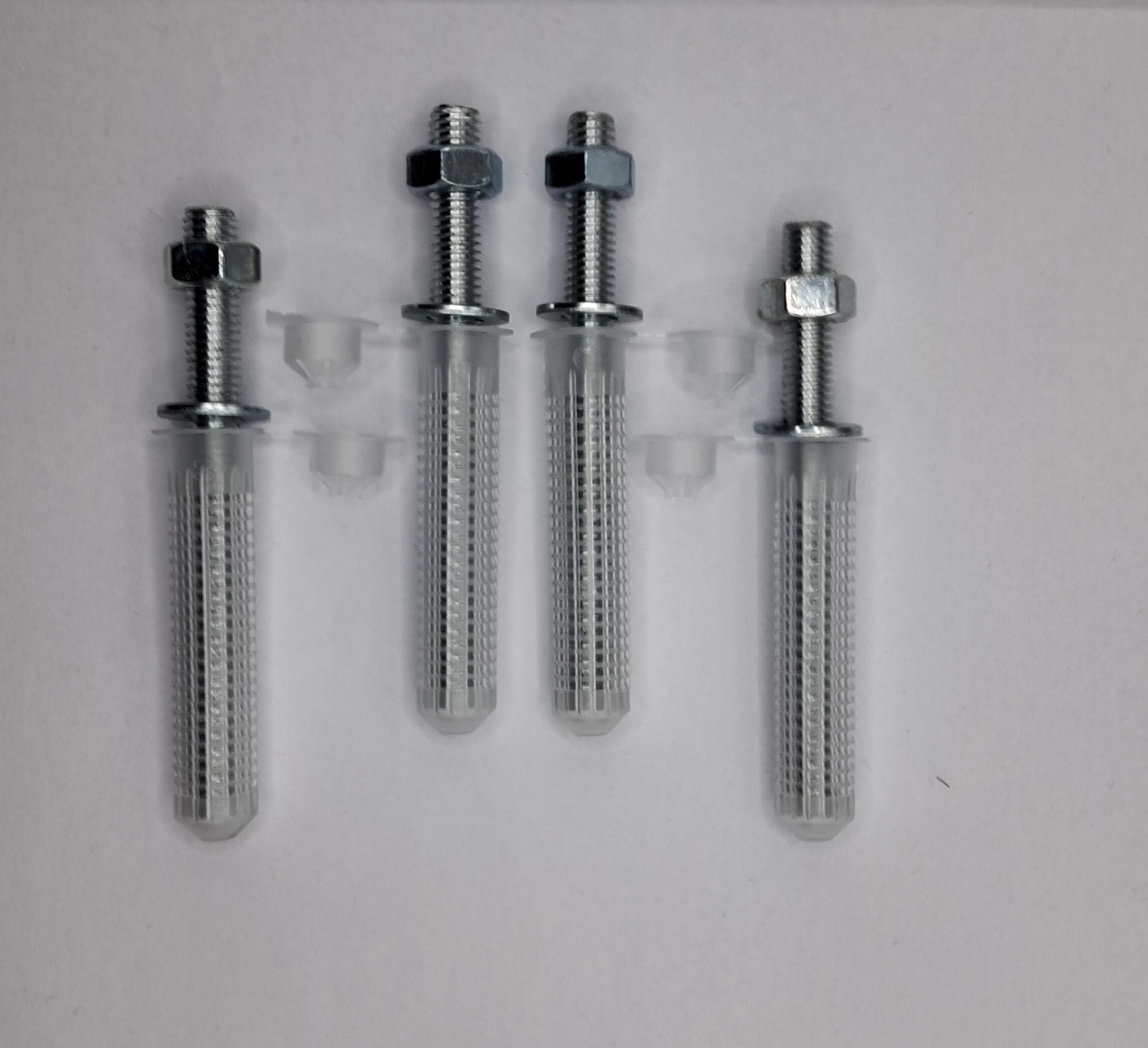 Barre Filettate M6 In Acciaio Zincato e Tasselli a Rete in Plastica 4 Pezzi Aste Filettate Alta Resistenza Lunghezza Barra 8 cm Lunghezza Tassello 6 cm Dado e Rondella M6