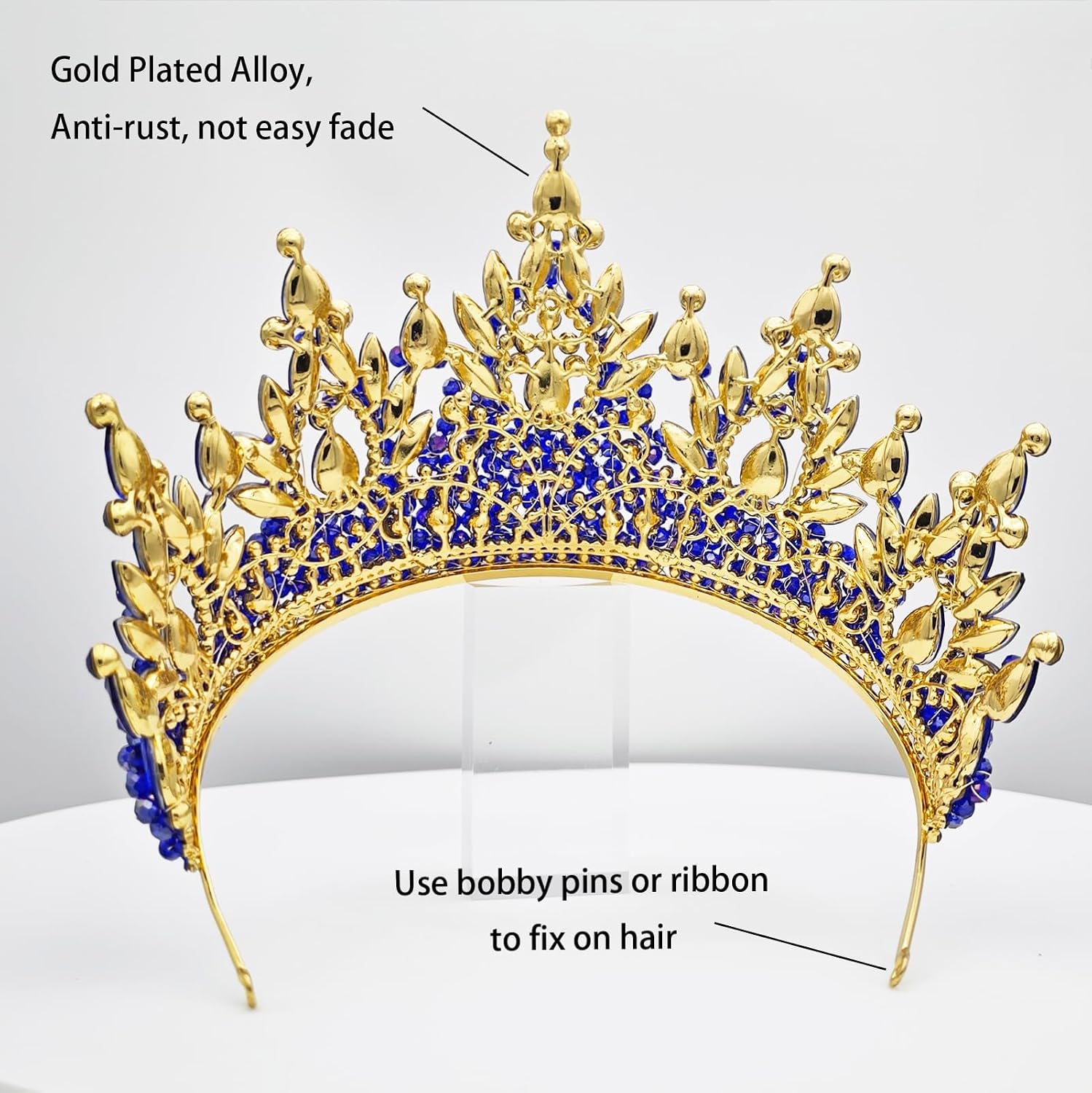 Large Tiaras and Crowns for Women Crystal Tall Pageant Crowns Rhinestone Royal Queen Headband Princess Quinceanera Headpieces for Wedding Birthday Prom Party Costume Cosplay